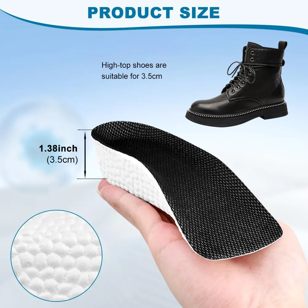 2 Pairs Shoe Lift Height Increase Insoles for Men and Women Shoe Insert Height Boosters Arch Support Orthotic High Cushions (3.5cm)