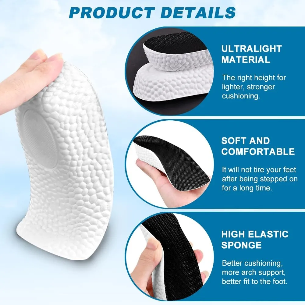 2 Pairs Shoe Lift Height Increase Insoles for Men and Women Shoe Insert Height Boosters Arch Support Orthotic High Cushions (3.5cm)