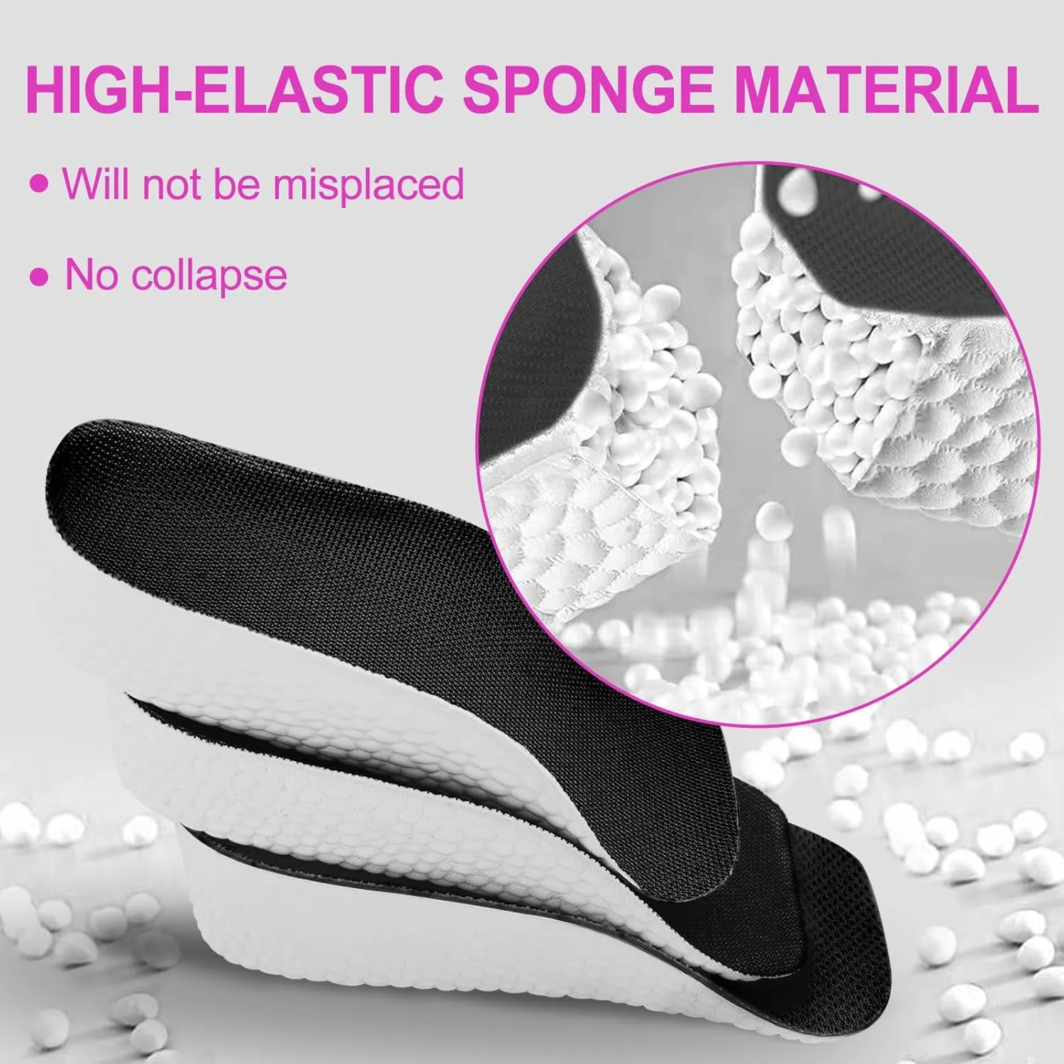 3 Pairs Height Increase Insoles, Heel Lifts for Shoes, Inserts for Men and Women, for Achilles Tendonitis and Leg Length Discrepancy (Man, 0.6"/1"/1.4" Height)