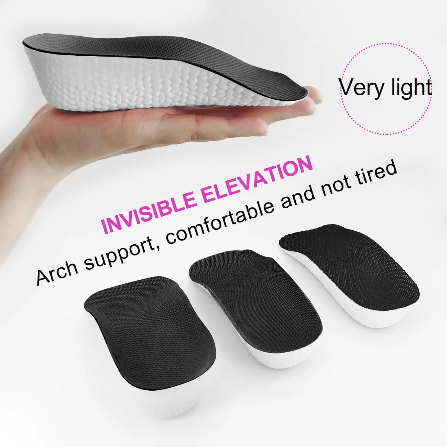 3 Pairs Height Increase Insoles, Heel Lifts for Shoes, Inserts for Men and Women, for Achilles Tendonitis and Leg Length Discrepancy (Man, 0.6"/1"/1.4" Height)