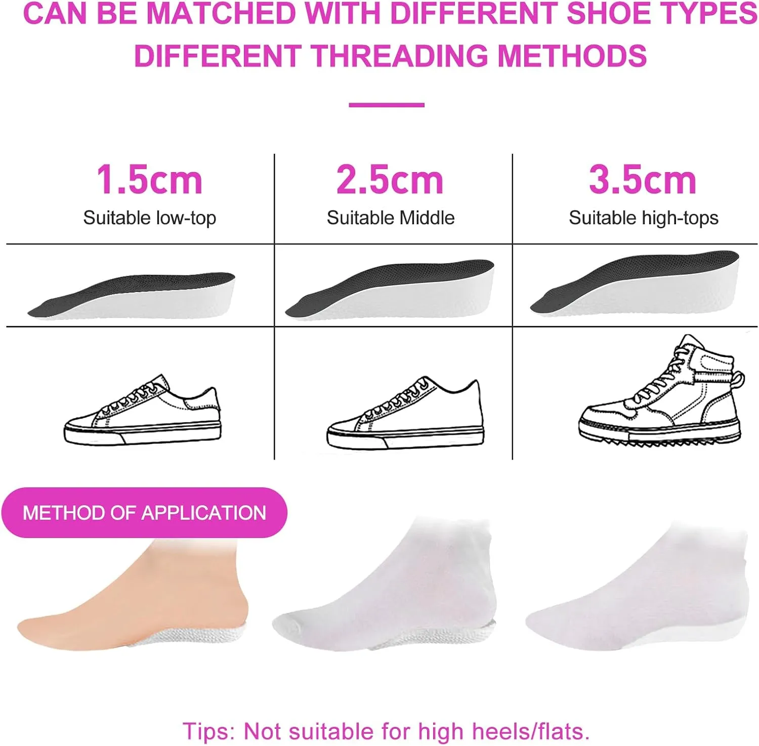 3 Pairs Height Increase Insoles, Heel Lifts for Shoes, Inserts for Men and Women, for Achilles Tendonitis and Leg Length Discrepancy (Man, 0.6"/1"/1.4" Height)