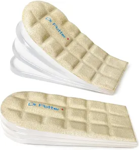4 Layers Adjustable Height Increase Insoles, 1 Inch Heel Lift for Leg Length Discrepancies, Heel Cushions for Heel Spurs and Heel Pain, Heel Inserts for Women and Man (Beige, Large)