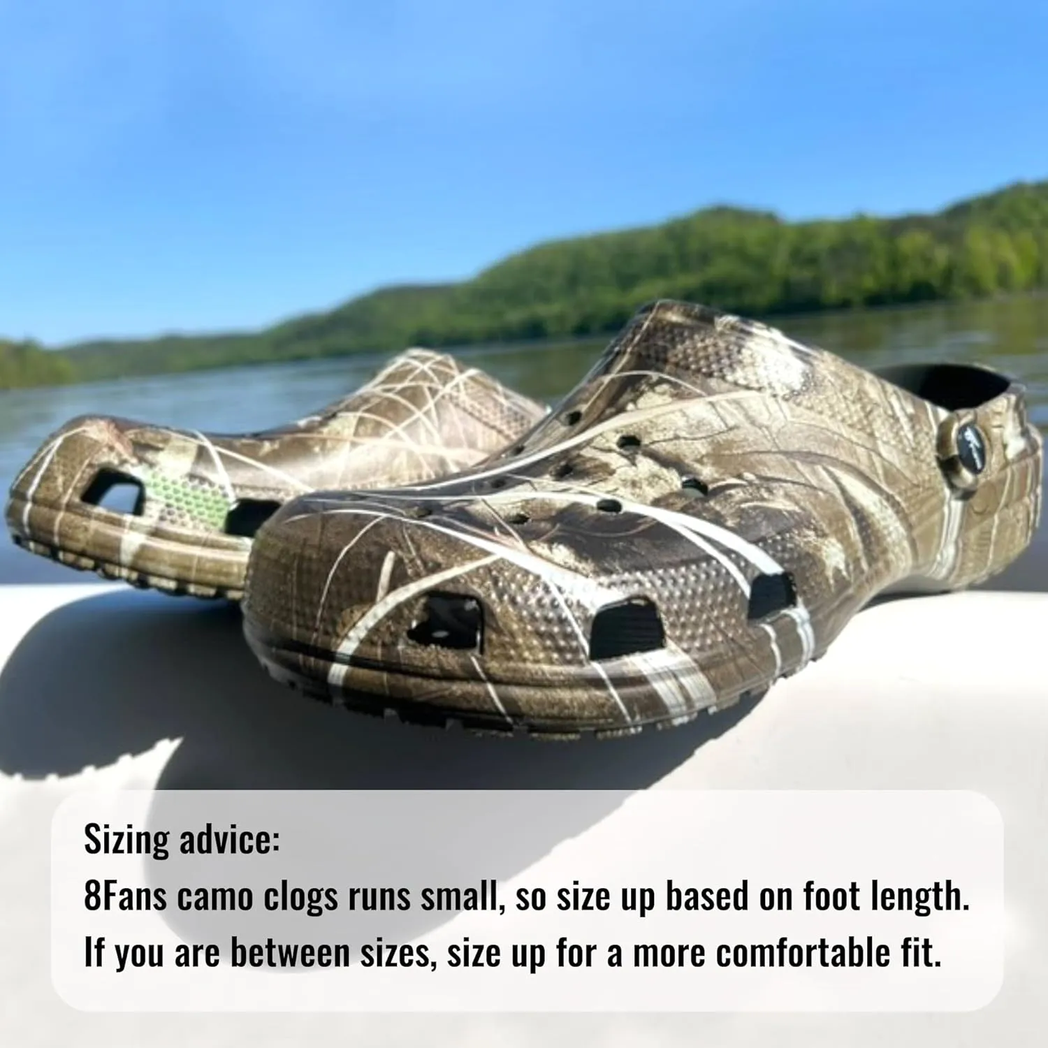 8 Fans Camo Clogs for Men,Outdoor Garden Slip On Sandals Summer Water Beach Shoes Lightweight Breathable Non Slip Casual Slippers