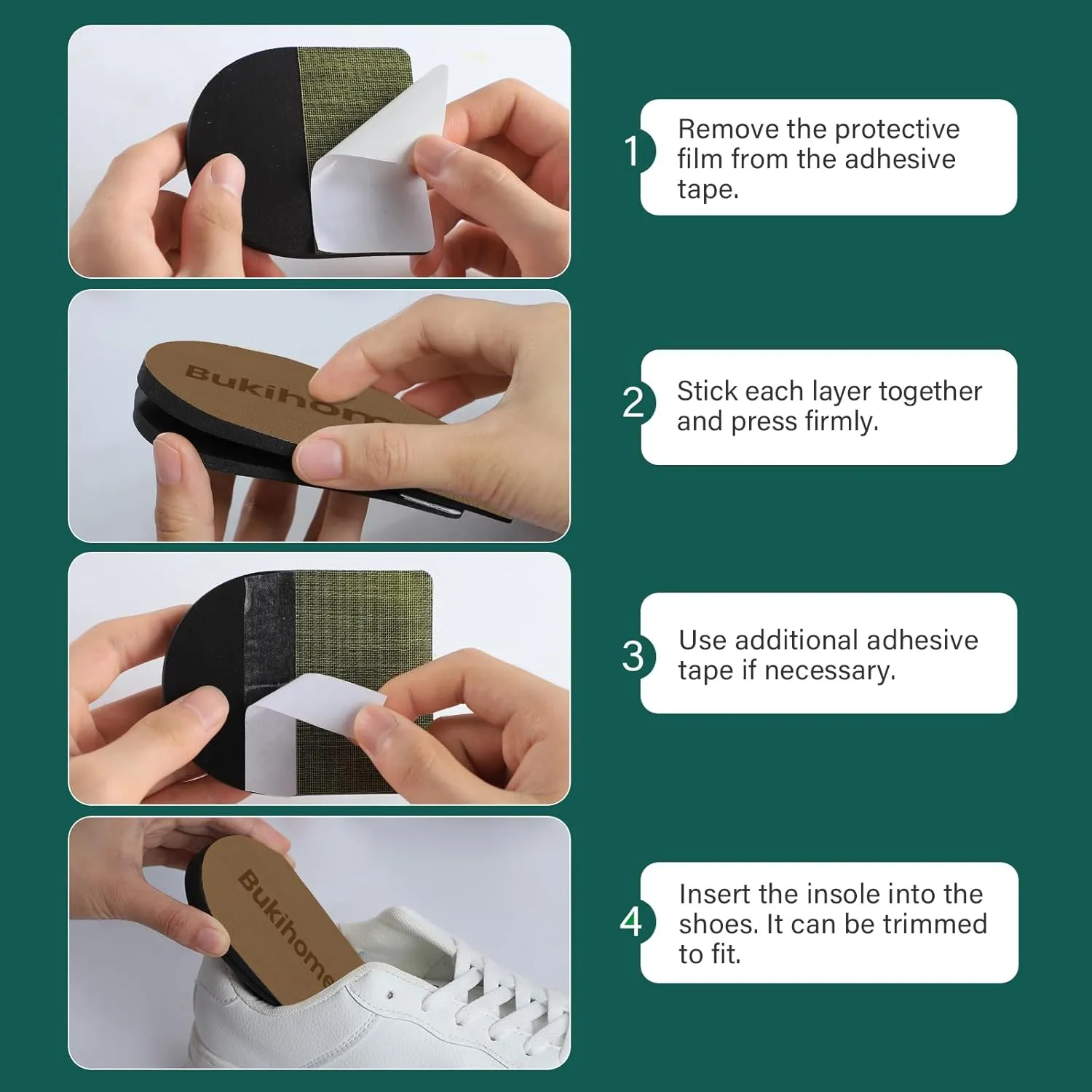 Adjustable Heel Lift Inserts for Shoes - Bukihome Orthopedic Shoe Lift for Uneven Legs 4 Layers Height Increase Insole for Heel Pain,Heel Spur,Achilles Tendonitis,Small (Women's 4-8.5)