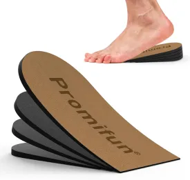 Adjustable Heel Lifts for Heel Pain Relief - Promifun 4 Layer Orthopedic Shoe Inserts for Achilles Tendonitis, Plantar Fasciitis, Heel Spur, Height Increase Inserts, Brown (S)