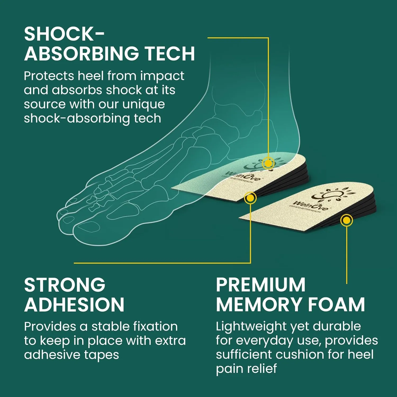 Adjustable Heel Lifts for Men Shoes - Welnove 4 Layers 1 Inch Orthopedic Height Increase Insert for Achilles Tendonitis, Heel Pain, Leg Length Discrepancy, Plantar Fasciitis, Shoe Lifts Large 1 Pair