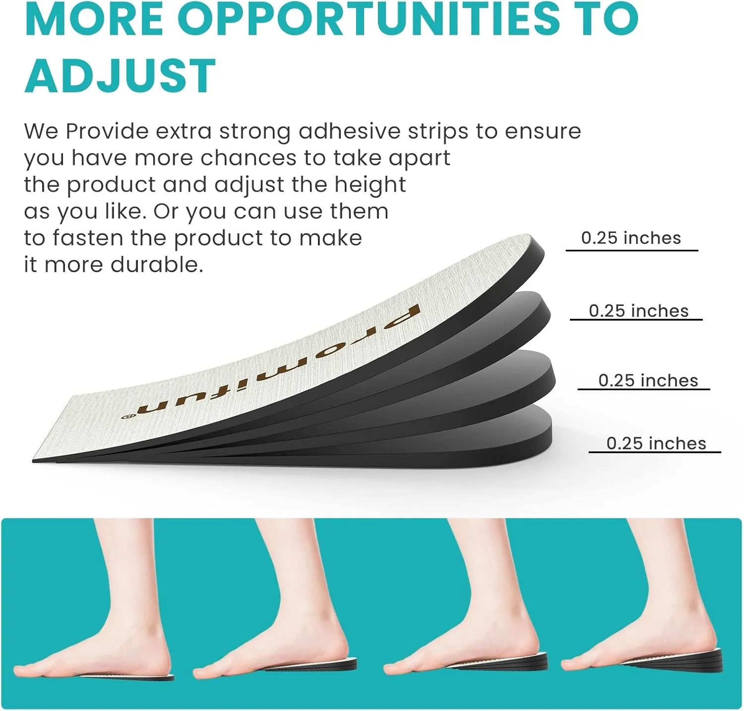Adjustable Heel Lifts for Pain Relief - 4 Layer Orthopedic Shoe Inserts for Achilles Tendonitis, Plantar Fasciitis, Heel Spur, Height Increase - Beige (L)