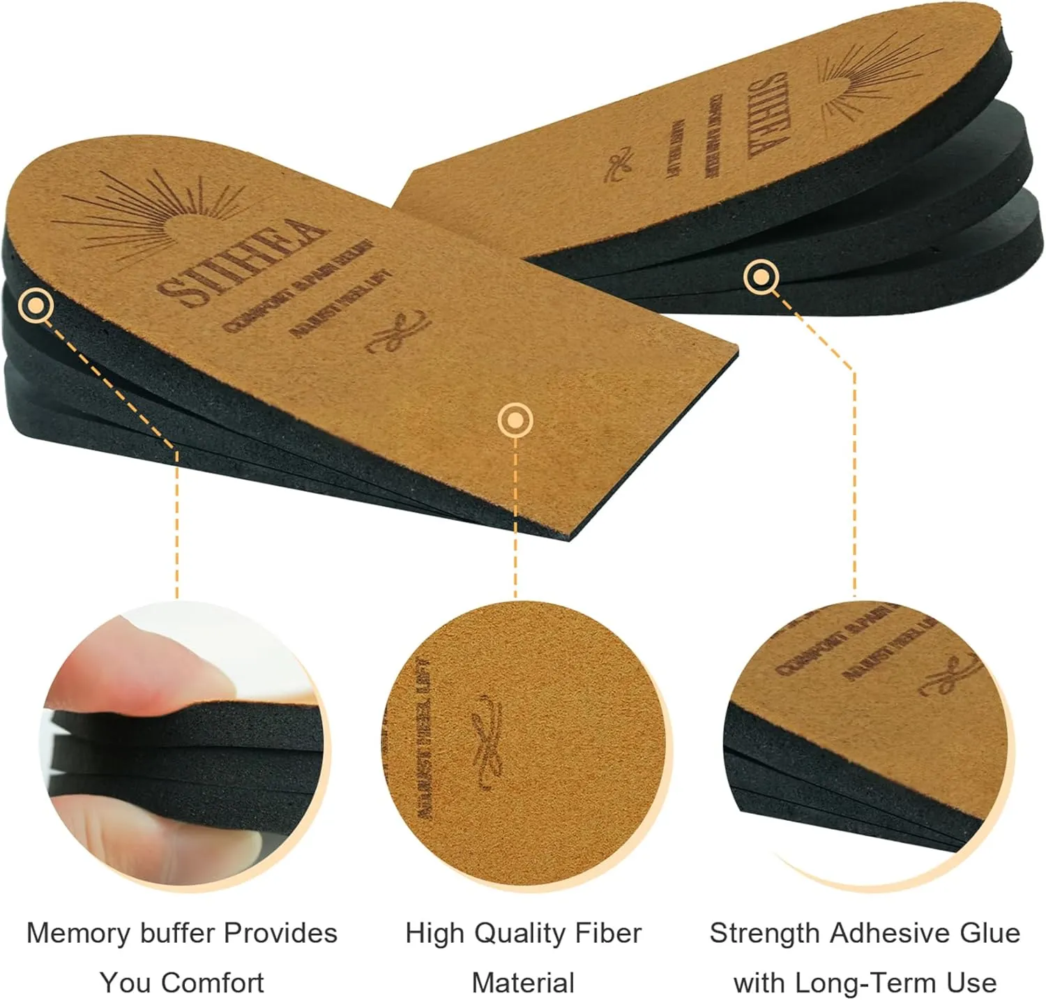Adjustable Heel Lifts Inserts, 1/8'' Height Increase Insoles for Achilles Tendonitis, Heel Pain, Leg Length Discrepancy, Plantar Fasciitis, Shoe Lifts (Medium)