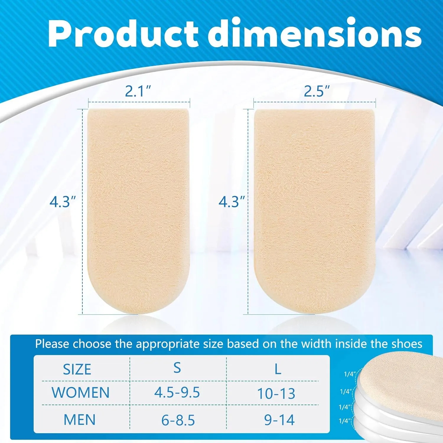 Adjustable Heel Lifts(2 Layers), 5mm to 10mm Height Increase Insoles for Leg Length Discrepancy - Small Shoe Lifts for Women, Shoe Inserts Comfort Half Foot Pads for Heel Pain - 1 Pair