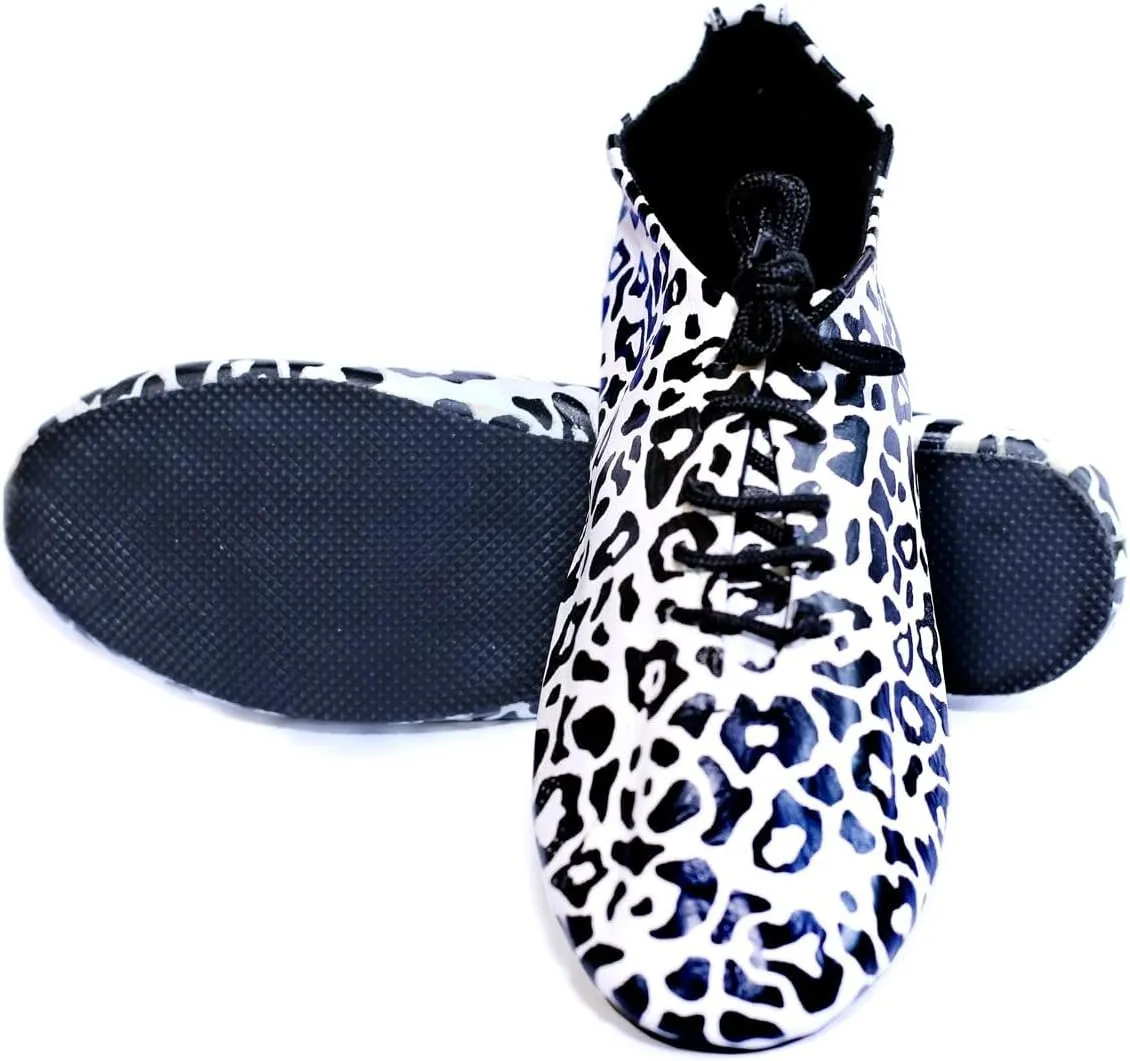 Adult Premium Leather lace up Jazz Dance Shoes- Full Rubber Sole Non Slip Jazz Shoes - Unisex Modern Stage Dance Shoes
