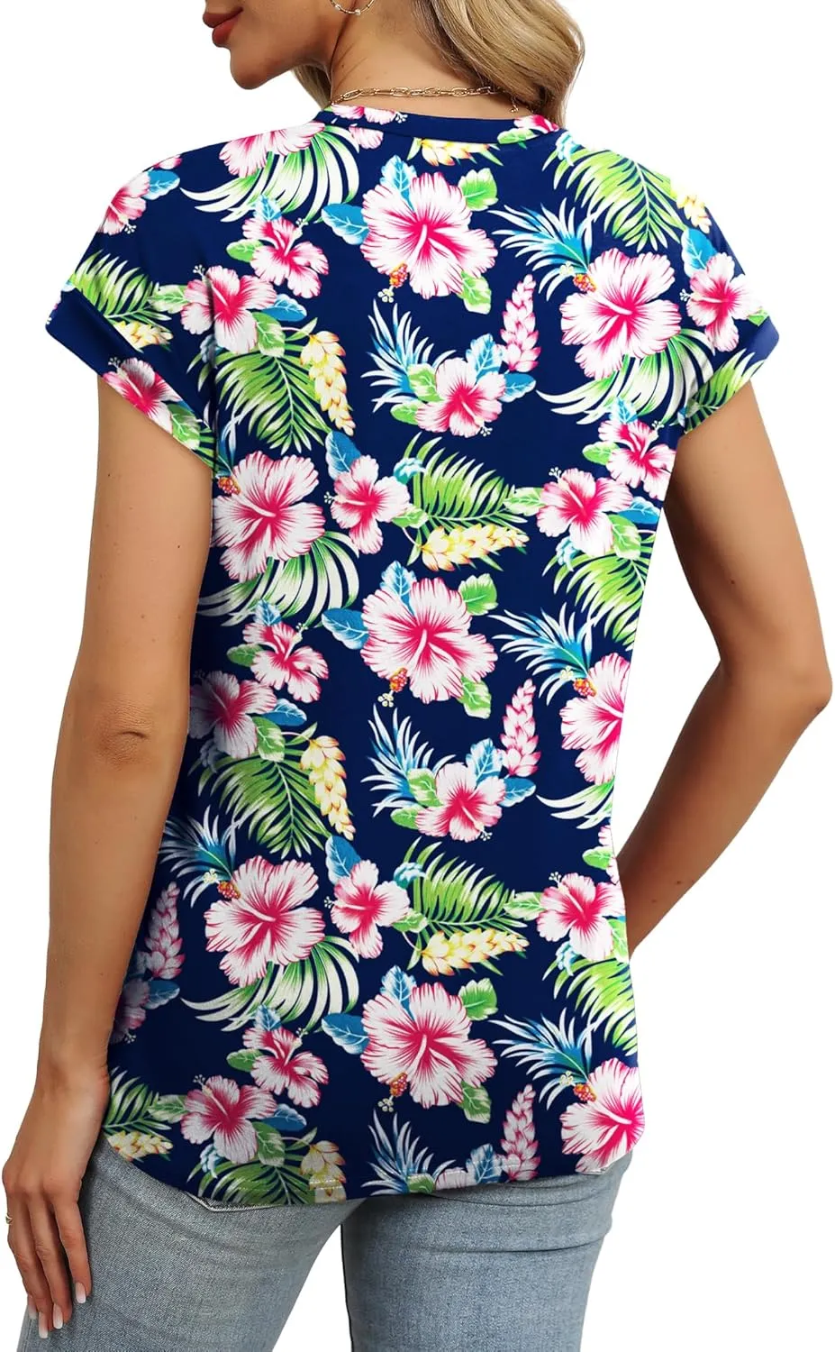Alaroo Womens Summer Tops Short Sleeve Shirts Crew Neck Cute Trendy Tunic Blouses (S-3XL)