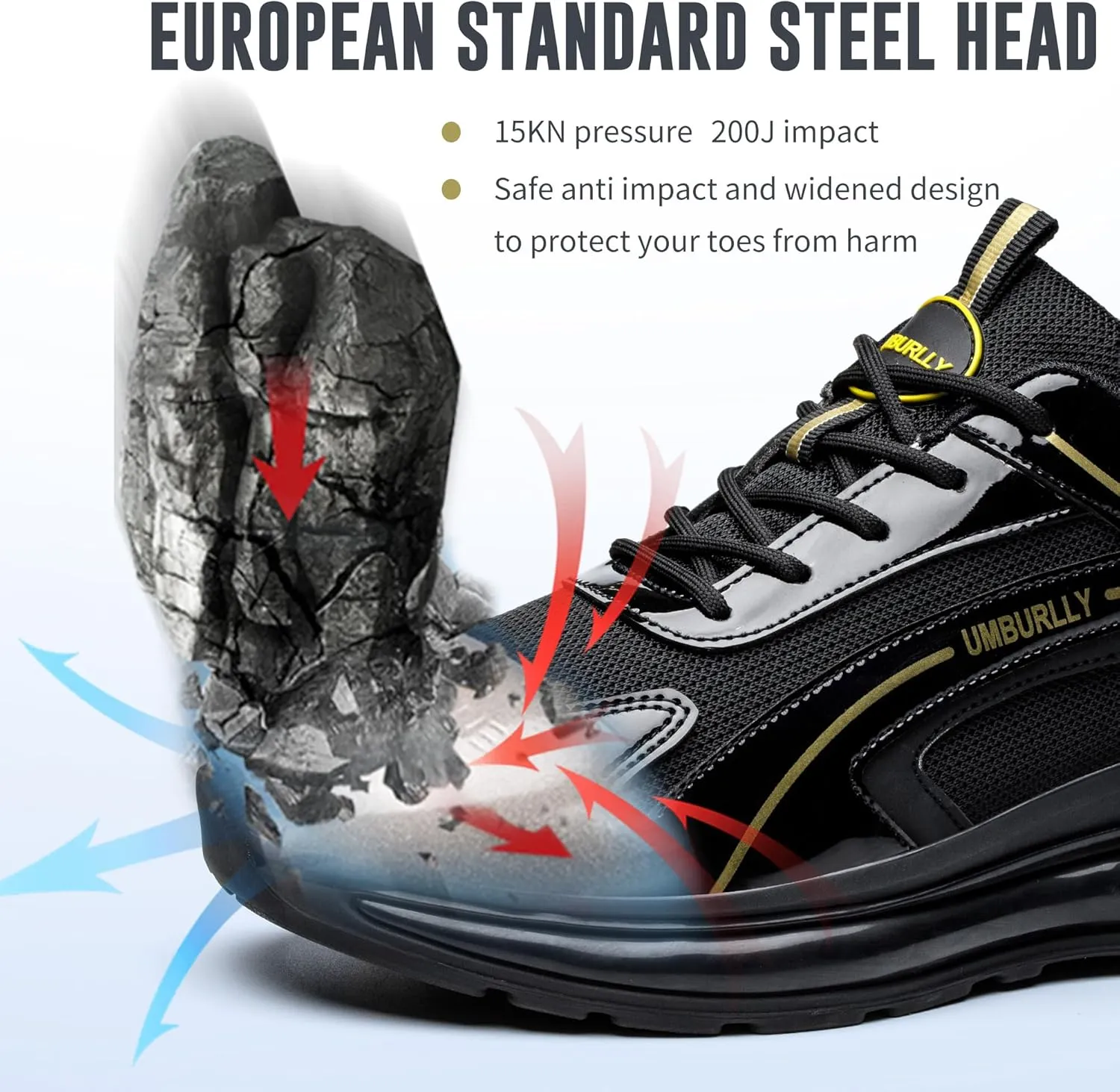 Asiman Steel Toe Shoes for Men Indestructible Work Shoes Lightweight Steel Toe Sneakers for Women Non Slip Breathable Safety Shoes Puncture Proof Composite Toe Shoes