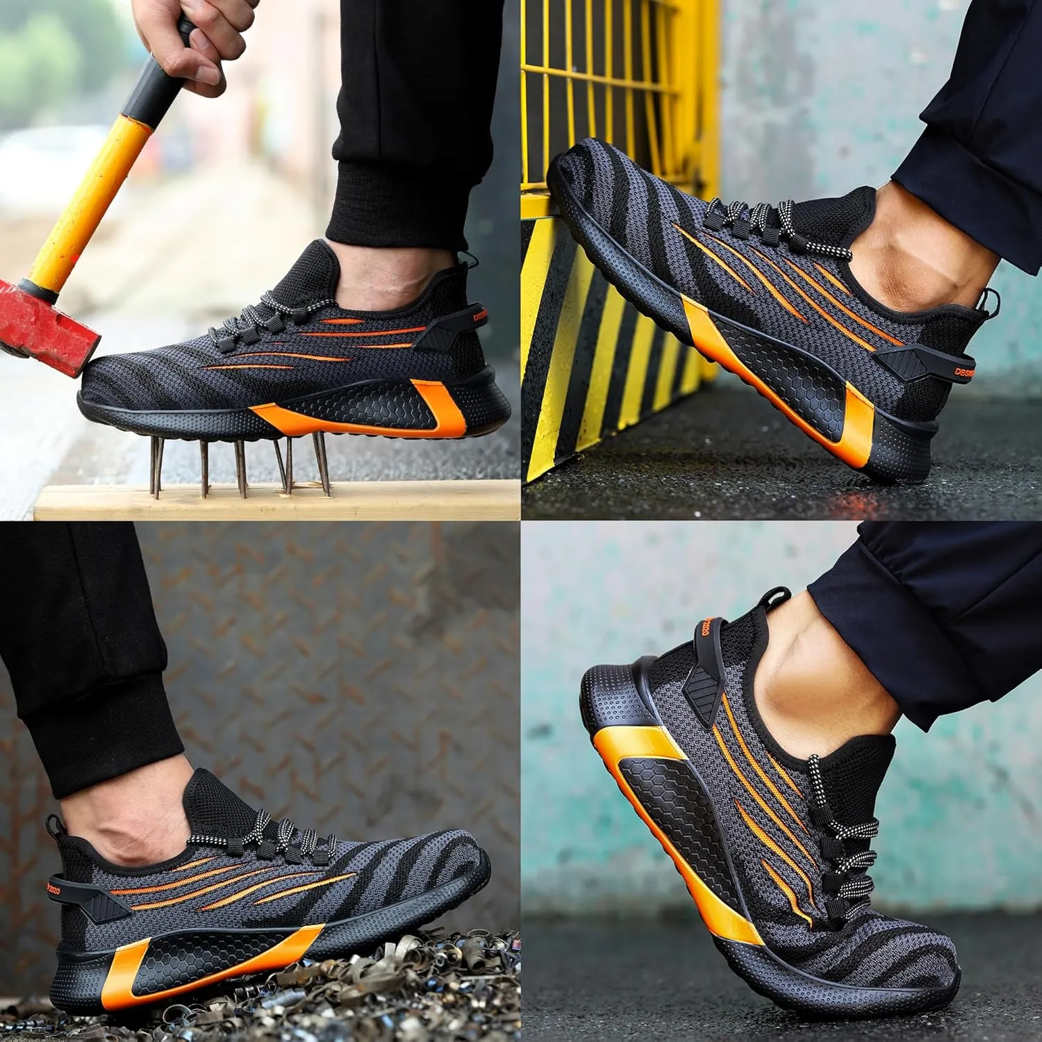 Asiman Steel Toe Shoes for Women Lightweight Breathable Safety Shoes for Men Construction Non Slip Composite Toe
