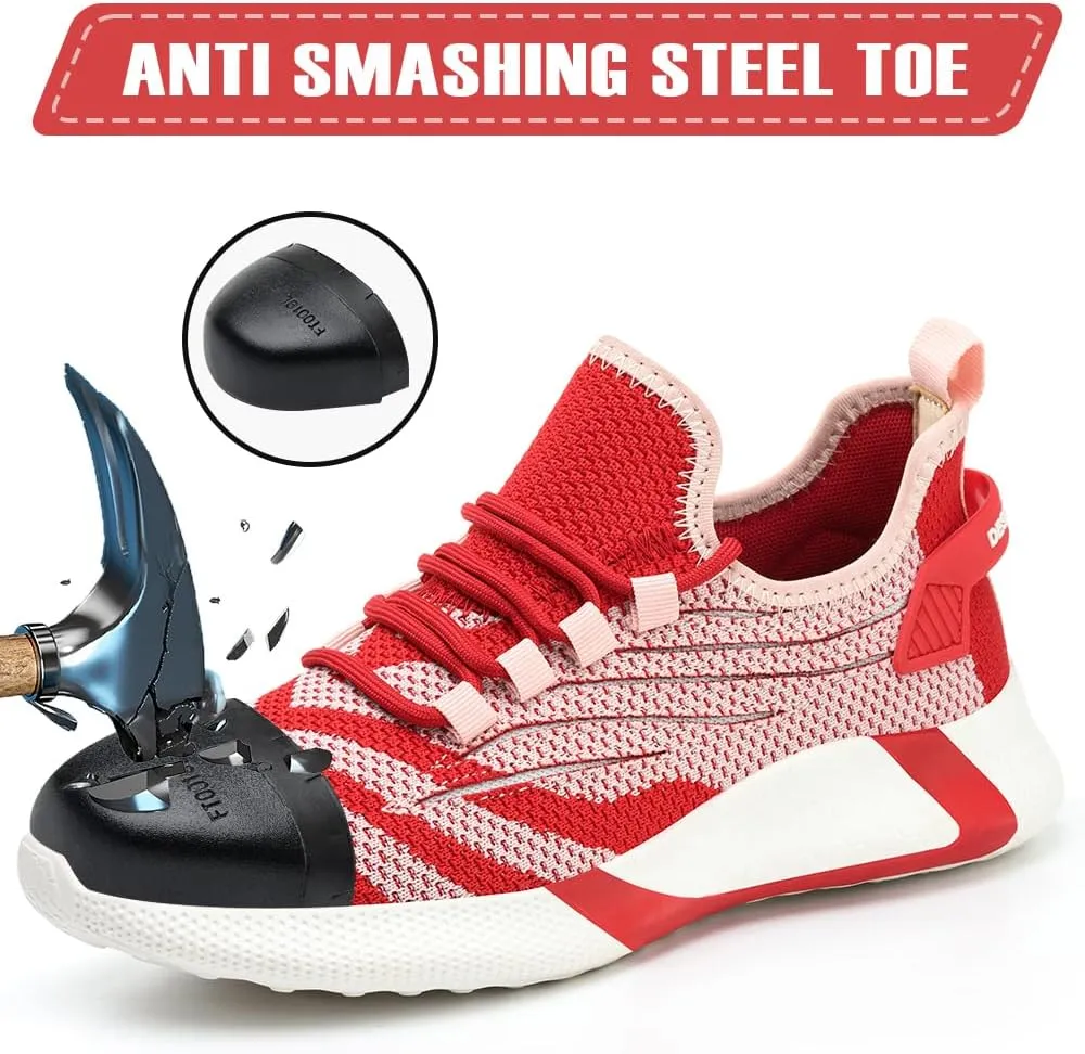 Asiman Steel Toe Shoes for Women Lightweight Breathable Safety Shoes for Men Construction Non Slip Composite Toe