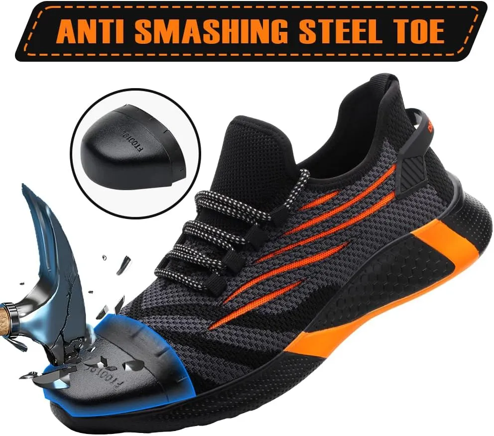 Asiman Steel Toe Shoes for Women Lightweight Breathable Safety Shoes for Men Construction Non Slip Composite Toe