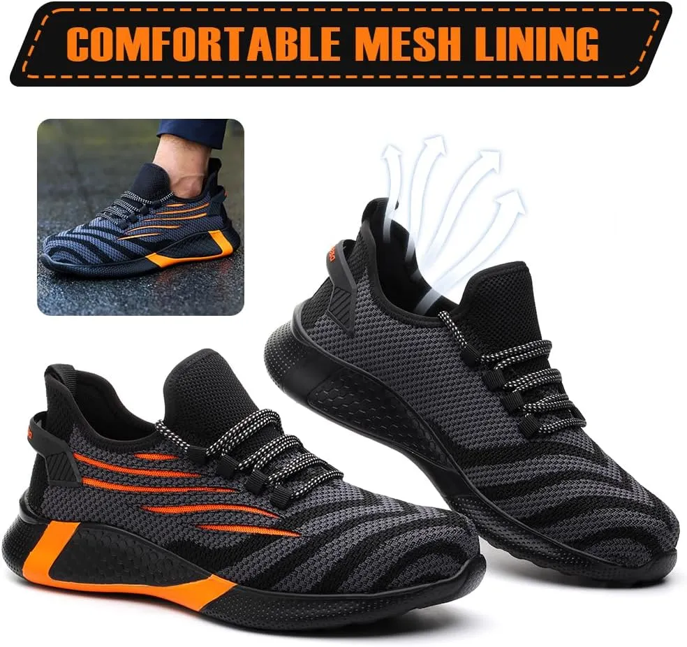 Asiman Steel Toe Shoes for Women Lightweight Breathable Safety Shoes for Men Construction Non Slip Composite Toe