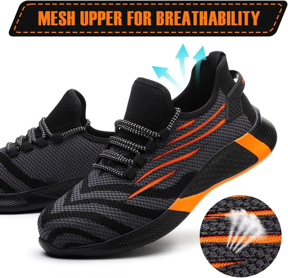 Asiman Steel Toe Shoes for Women Lightweight Breathable Safety Shoes for Men Construction Non Slip Composite Toe