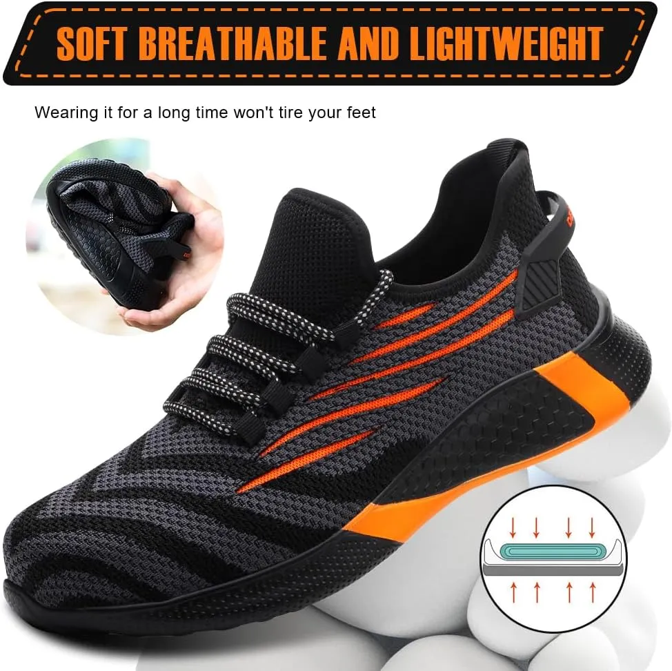 Asiman Steel Toe Shoes for Women Lightweight Breathable Safety Shoes for Men Construction Non Slip Composite Toe