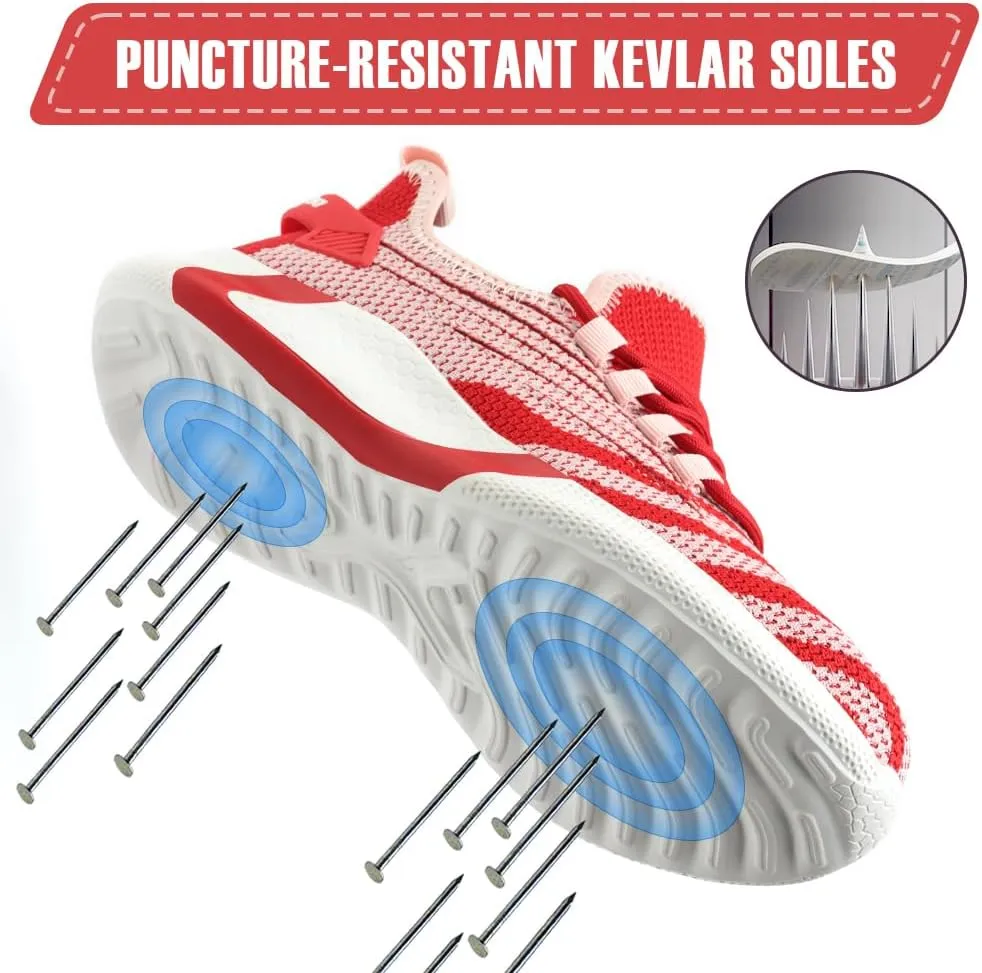 Asiman Steel Toe Shoes for Women Lightweight Breathable Safety Shoes for Men Construction Non Slip Composite Toe