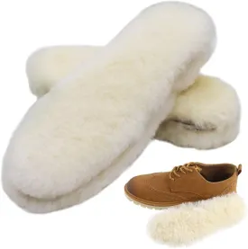 Bacophy 2 Pairs Genuine Thick Sheepskin Fleece Insoles for Women, Premium Warm Fluffy Wool Replacement Cozy Breathable Inner Soles for Shoes Boots Slippers Women Size 10