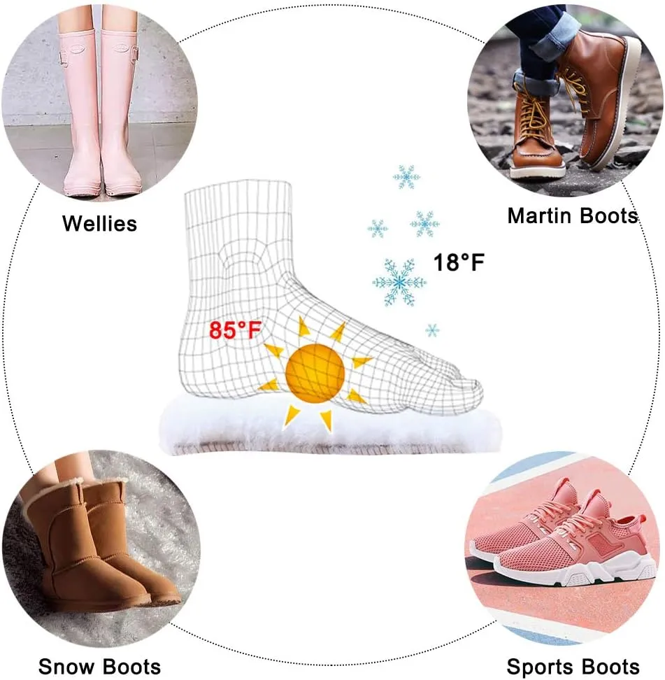 Bacophy 2 Pairs Genuine Thick Sheepskin Fleece Insoles for Women, Premium Warm Fluffy Wool Replacement Cozy Breathable Inner Soles for Shoes Boots Slippers Women Size 10