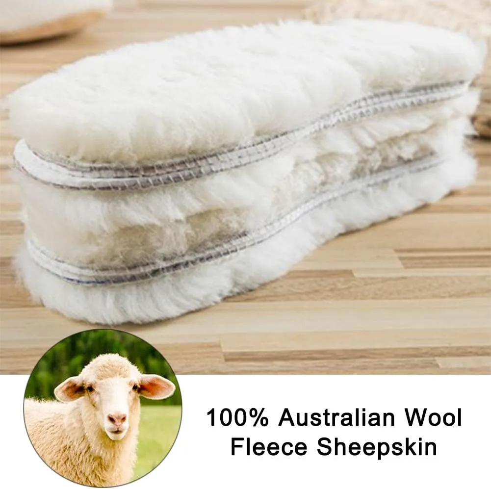 Bacophy 2 Pairs Genuine Thick Sheepskin Fleece Insoles for Women, Premium Warm Fluffy Wool Replacement Cozy Breathable Inner Soles for Shoes Boots Slippers Women Size 10