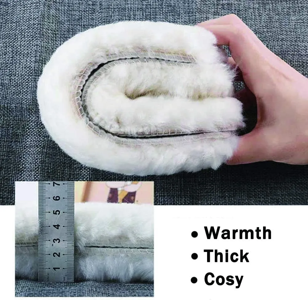 Bacophy 2 Pairs Genuine Thick Sheepskin Fleece Insoles for Women, Premium Warm Fluffy Wool Replacement Cozy Breathable Inner Soles for Shoes Boots Slippers Women Size 10
