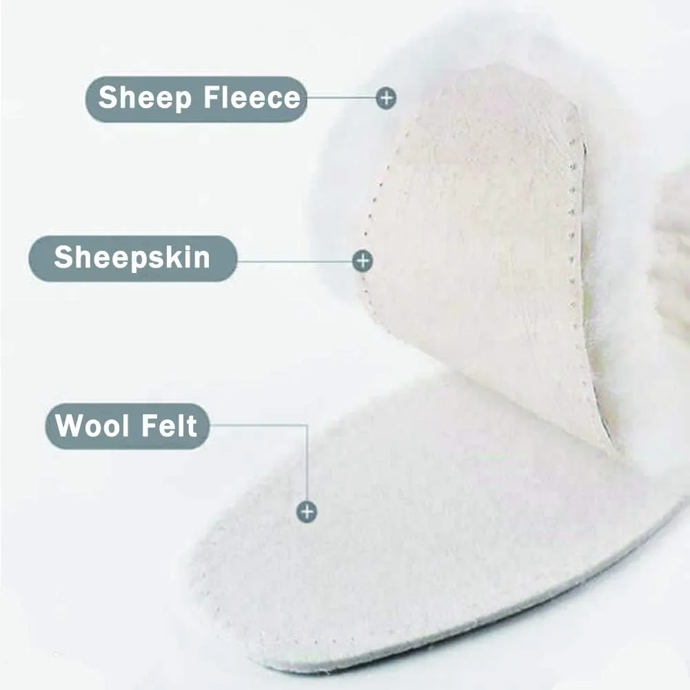 Bacophy 2 Pairs Genuine Thick Sheepskin Fleece Insoles for Women, Premium Warm Fluffy Wool Replacement Cozy Breathable Inner Soles for Shoes Boots Slippers Women Size 10