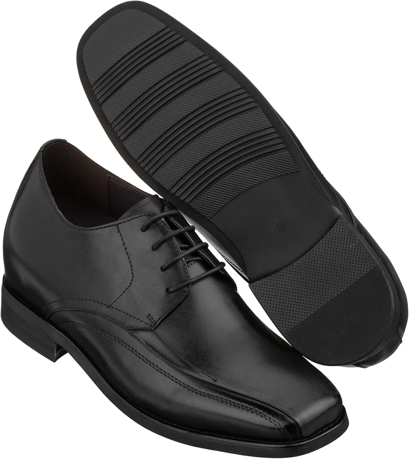 Calden Men's Invisible Height Increasing Elevator Shoes - Black Leather Lace-up Lightweight Dress Oxfords - 3 Inches Taller - K333021 - Size 10 D(M) US