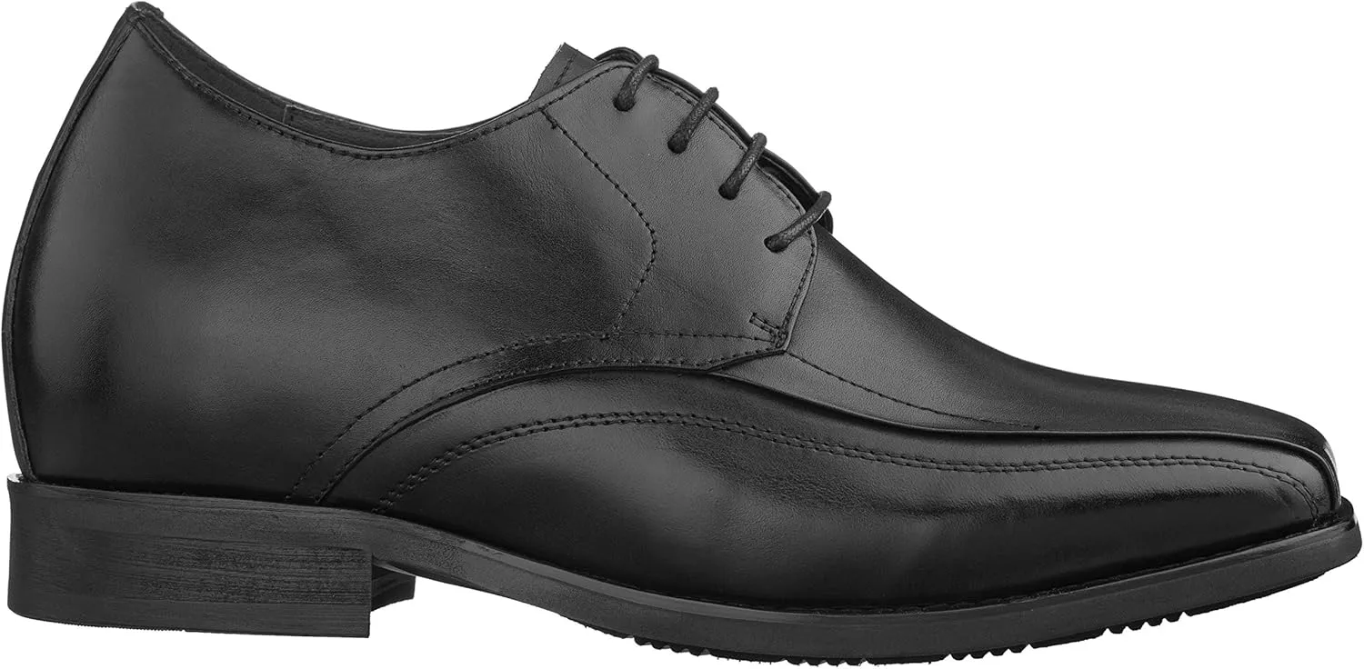 Calden Men's Invisible Height Increasing Elevator Shoes - Black Leather Lace-up Lightweight Dress Oxfords - 3 Inches Taller - K333021 - Size 10 D(M) US