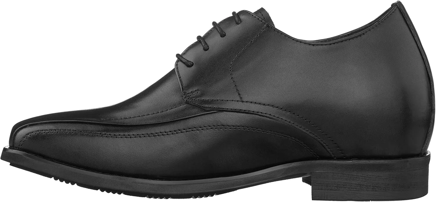 Calden Men's Invisible Height Increasing Elevator Shoes - Black Leather Lace-up Lightweight Dress Oxfords - 3 Inches Taller - K333021 - Size 10 D(M) US