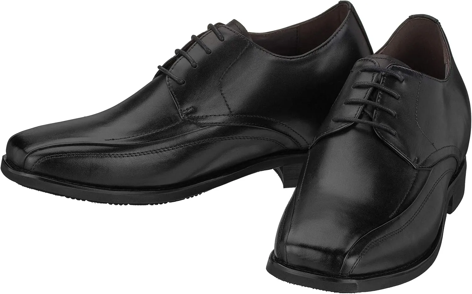 Calden Men's Invisible Height Increasing Elevator Shoes - Black Leather Lace-up Lightweight Dress Oxfords - 3 Inches Taller - K333021 - Size 10 D(M) US