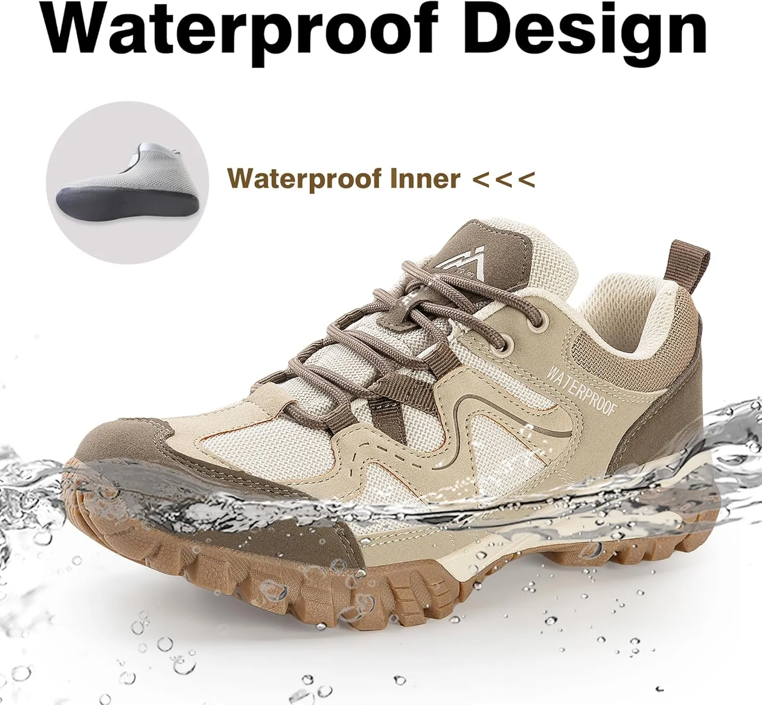 CC-Los Women's Waterproof Hiking Shoes Lightweight Breathable Walking Shoes for Outdoor Climbing Size 5.5-10.5