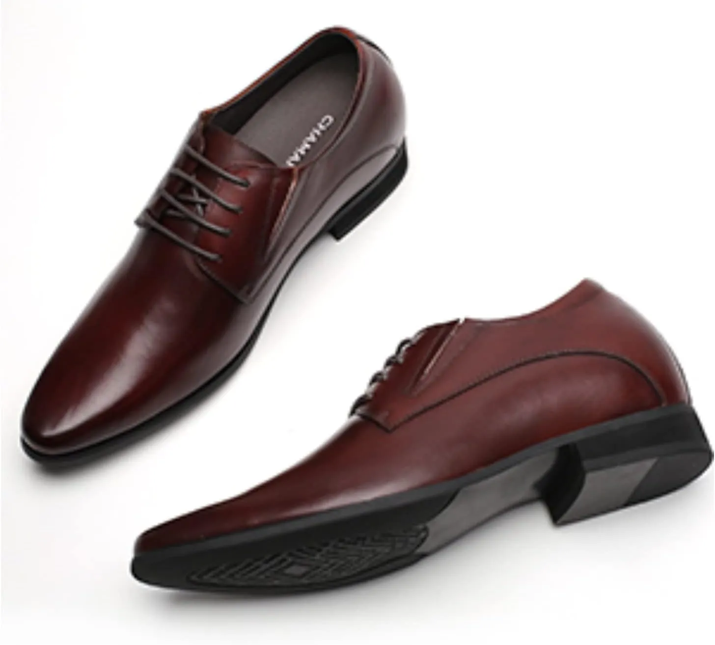 CHAMARIPA Elevator Shoes for Men- Black Leather Height Increase Dress Formal Shoes That Make You Taller 3.15 Inches.