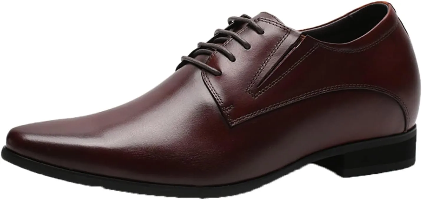CHAMARIPA Elevator Shoes for Men- Black Leather Height Increase Dress Formal Shoes That Make You Taller 3.15 Inches.