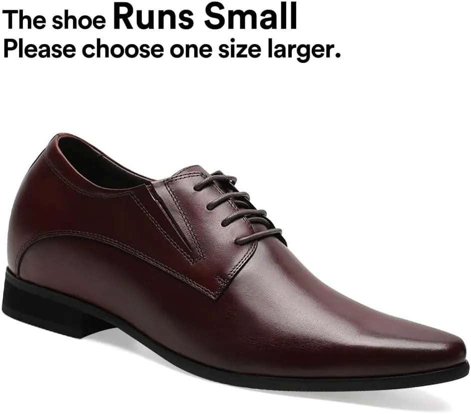 CHAMARIPA Elevator Shoes for Men- Black Leather Height Increase Dress Formal Shoes That Make You Taller 3.15 Inches.