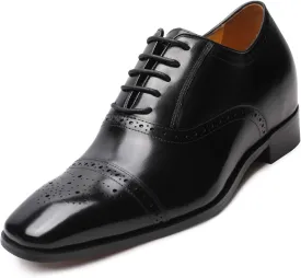 CHAMARIPA Men's Leather Elevator Shoes with Ergonomic Built-in Height Insoles | Breathable Anti-Shift Design, One-Last-One-Size Custom Fit | Enhanced Arch Support & Stealth Height Increase