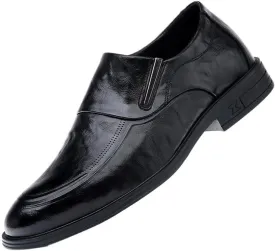 Cow Leather Man Business Elevator Shoes with Heel Height Hidden Heel Shoes for Men Taller Slip-on Formal Wedding Oxfords