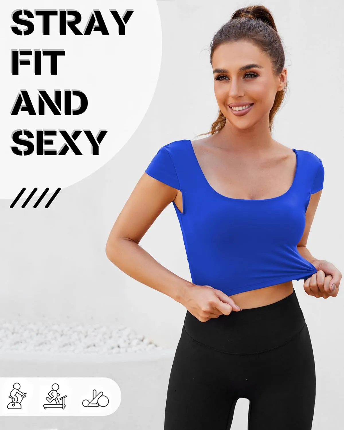 DaiLiWei Open Back Workout Tops for Women Short Sleeve Longline Sports Bras Support Crop Tank Yoga Shirts with Built in Bra