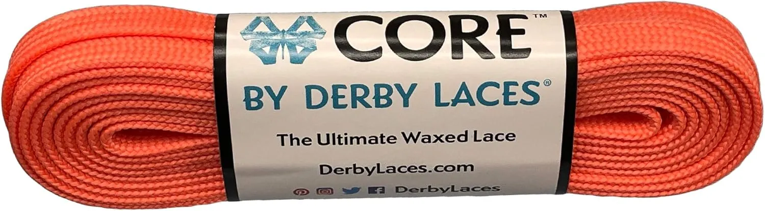 Derby Laces CORE Narrow 6mm Waxed Lace for Figure Skates, Roller Skates, Boots, and Regular Shoes