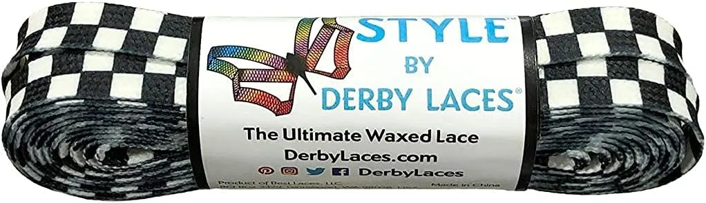 Derby Laces Style Wide 10mm Waxed Lace for Roller Skates, Hockey Skates, Boots, and Regular Shoes