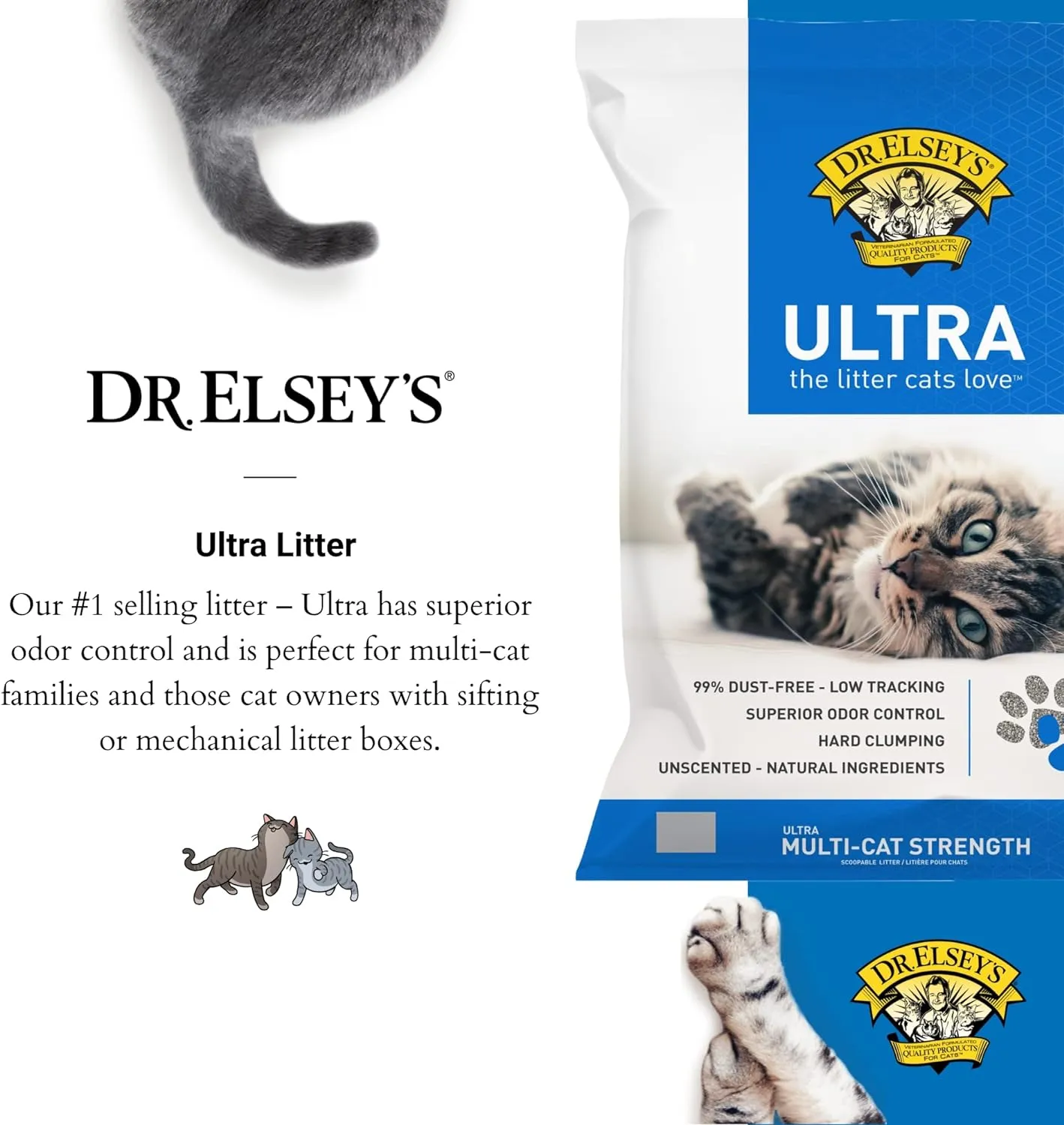 Dr. Elsey's Ultra Unscented Clumping Clay Cat Litter 18 lb Bag