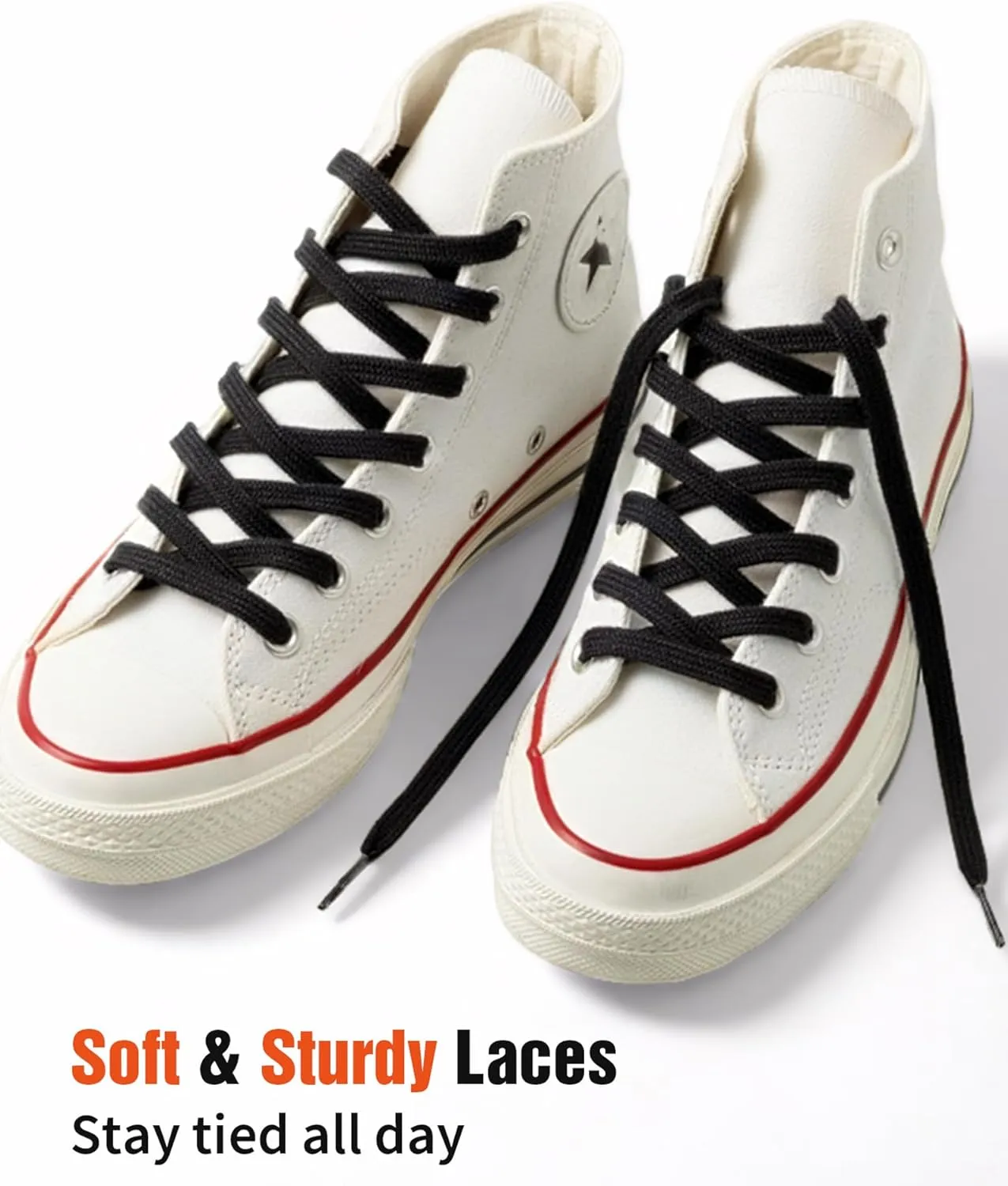 Handshop 2 Pairs Flat Athletic Shoelaces 5/16" in 40"-63" Wide Sneaker Replacement Shoe Laces