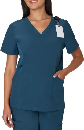 Hanes Women's Scrubs Healthcare Top, Moisture-Wicking Stretch Scrub Shirts, Ribbed Side Panels