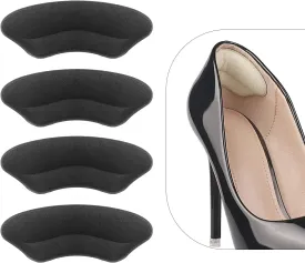 Heel Grips Liner Cushions Inserts for Loose Shoes, Pads Snugs for Shoe Too Big Men Women, Filler Improved Shoe Fit and Comfort, Prevent Heel Slip and Blister (4 Pairs) (Black)