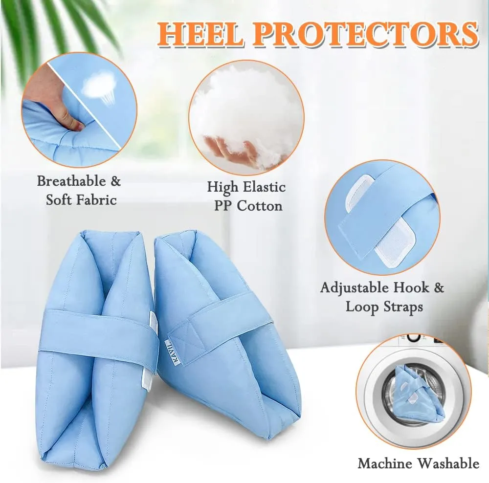 Heel Protectors Cushion Pain Relief Foot Pillow for Pressure Sores Foot Support Boot Surgery Recovery Supplies for Elderly Bedridden Pressure Ulcer Cushions Ankle Pillow for Bed, Wheelchair (1 Pair)