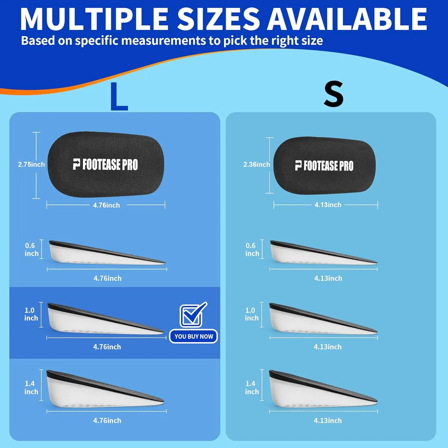 Height Increase Insoles, Gel Heel Lift Inserts for Pain Relief & Shock Absorption, Ideal for Heel Pain, Achilles Tendonitis, Plantar Fasciitis, and Foot Discomfort