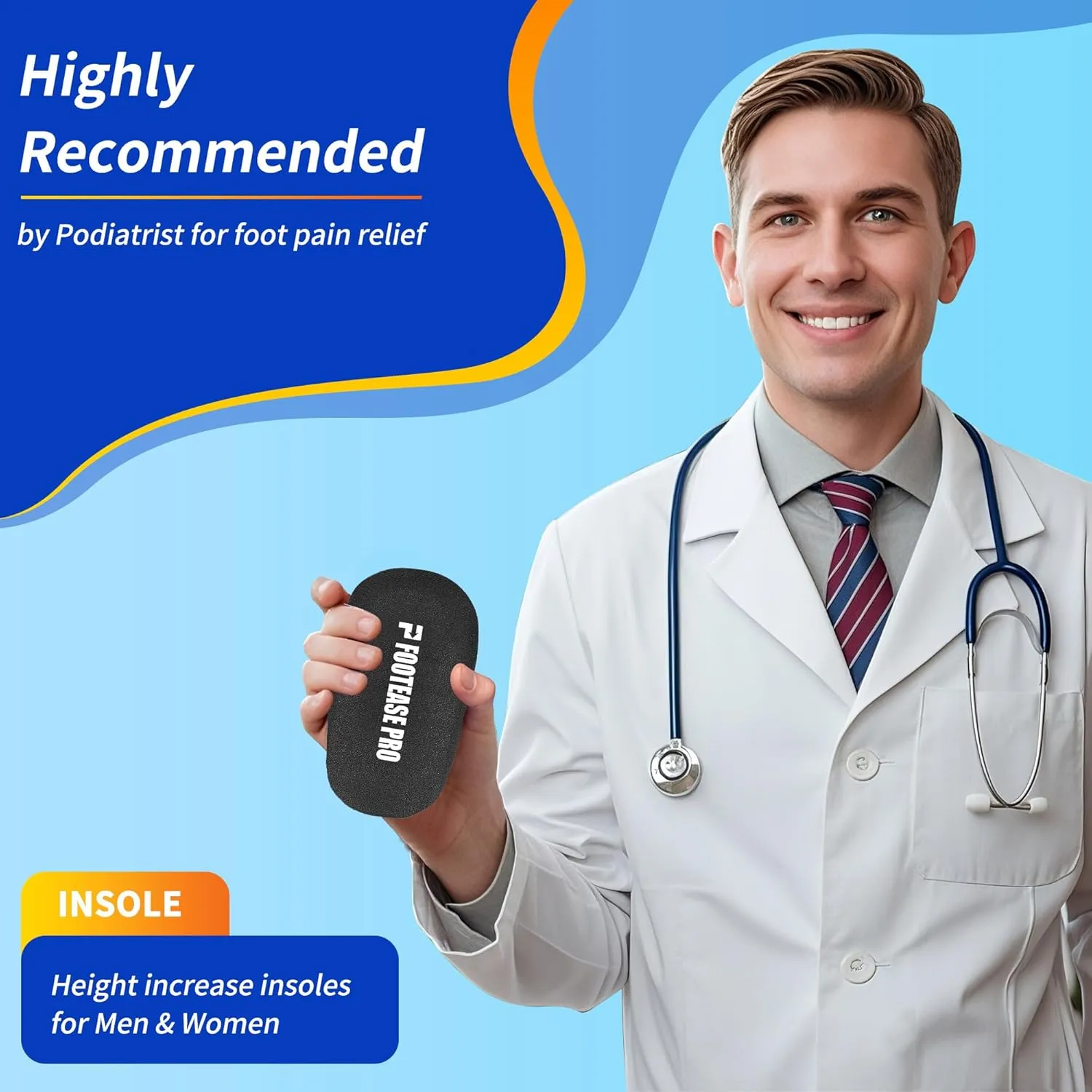 Height Increase Insoles, Gel Heel Lift Inserts for Pain Relief & Shock Absorption, Ideal for Heel Pain, Achilles Tendonitis, Plantar Fasciitis, and Foot Discomfort
