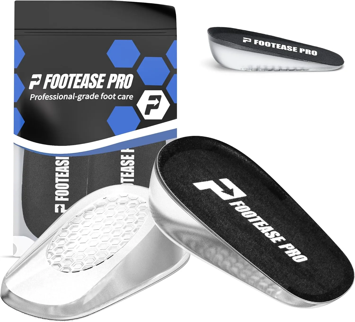 Height Increase Insoles, Gel Heel Lift Inserts for Pain Relief & Shock Absorption, Ideal for Heel Pain, Achilles Tendonitis, Plantar Fasciitis, and Foot Discomfort
