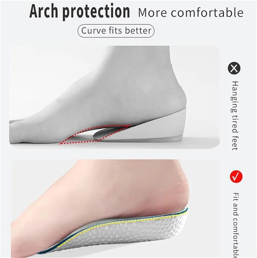 High Pads 1.0, High Pads for Men, Height Insoles 3 Inch, for Flat Feet, Over Pronation (Gray,3size All)
